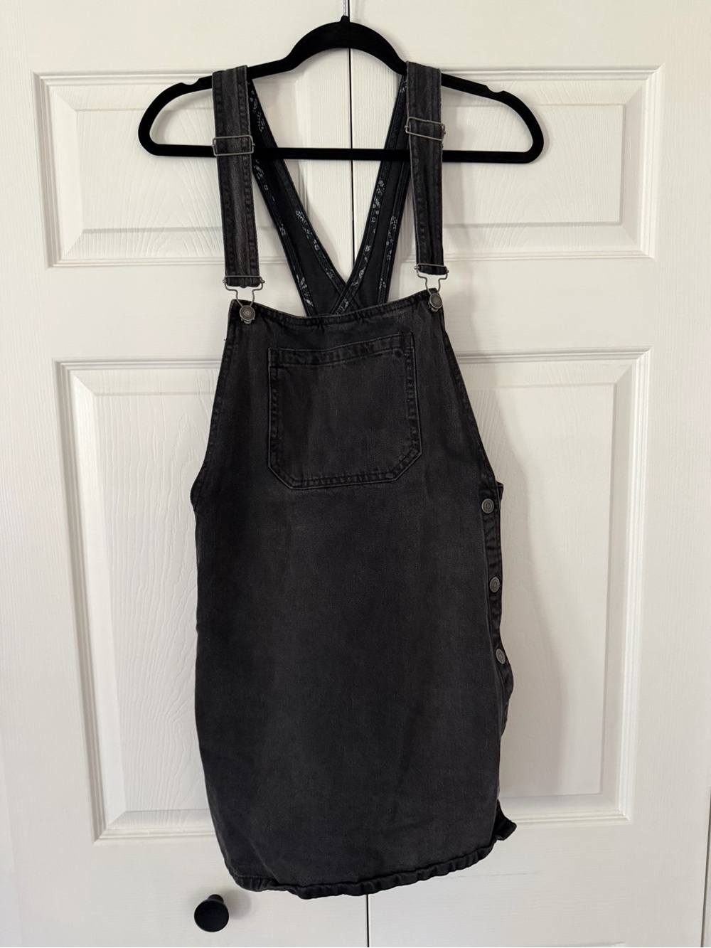 Free People Washed Black Denim Overall Skirt